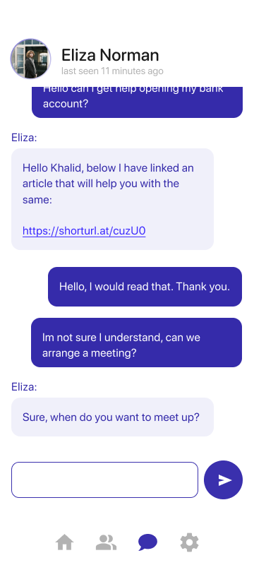Volunteer asks when the user would like to meet